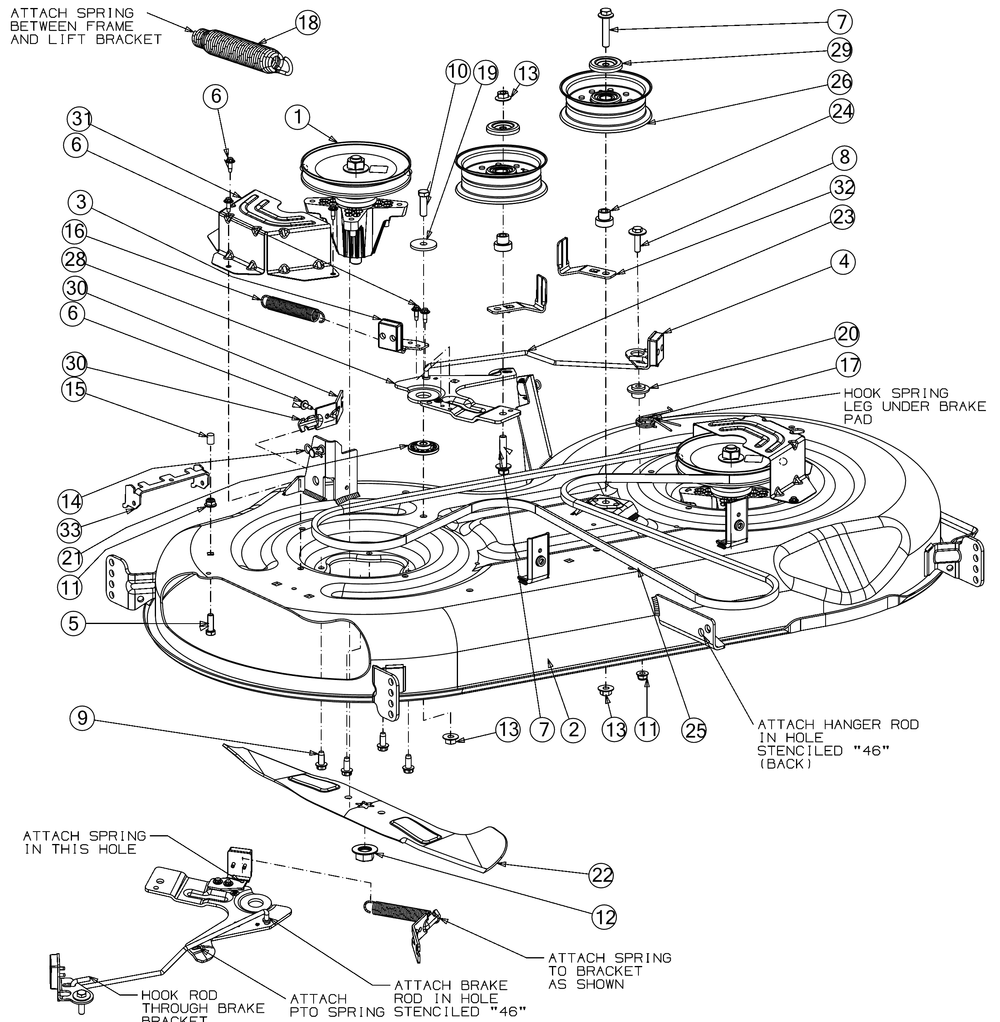 Deck Diagram and Parts List for XT1-LT46KH (13APA1CT210)(2017) Cub Cadet Lawn Tractor